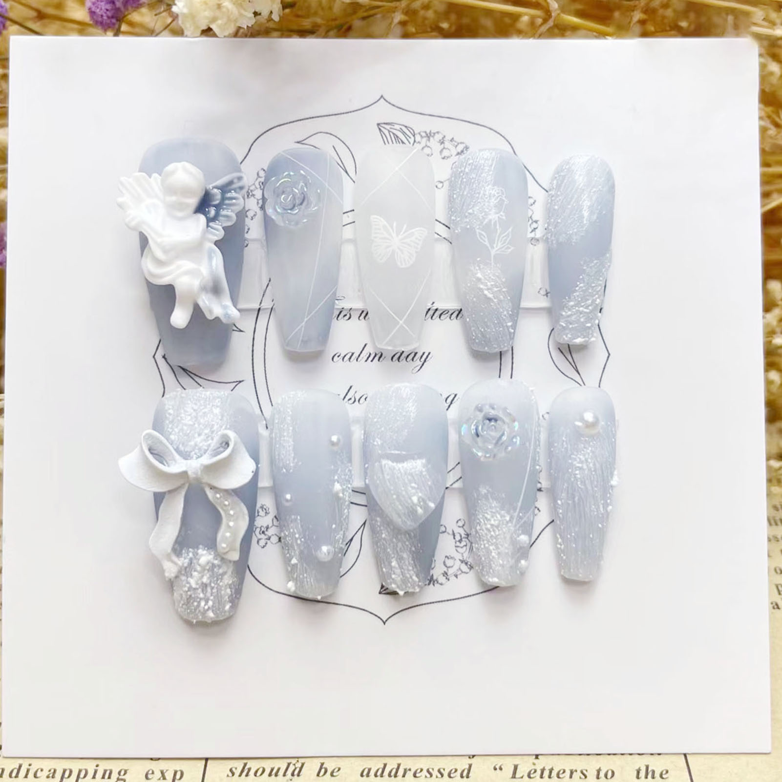 Pressed Flower Art - 3D пластырь ангельские накладные ногти глянцевый