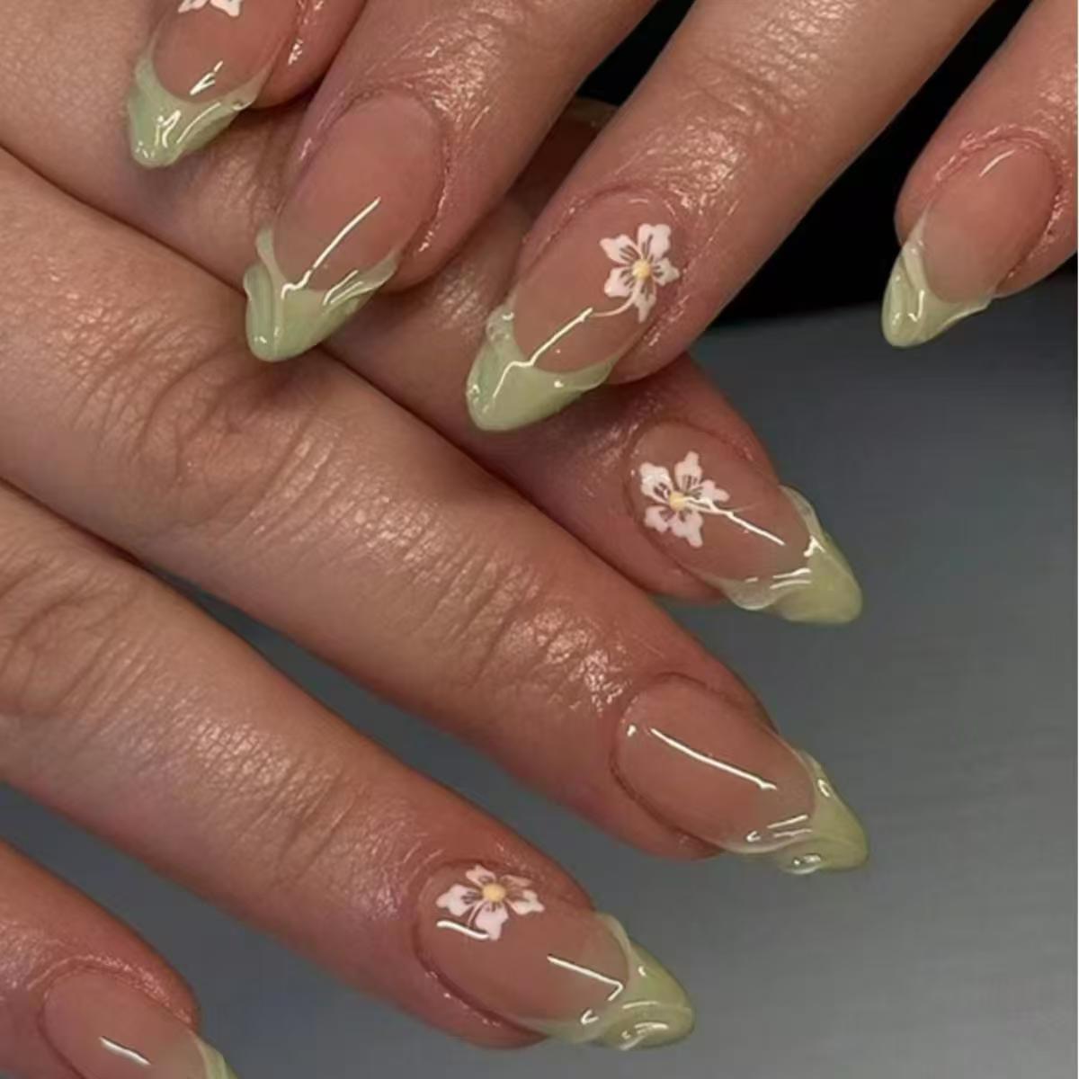 Pressed Flower Art - 24 шт., простые зеленые французские накладные