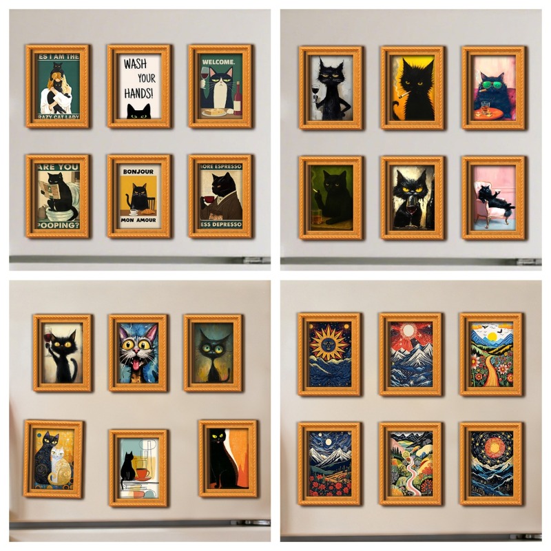 Engraved Wood Frame - Набор из 6 деревянных магнитов на