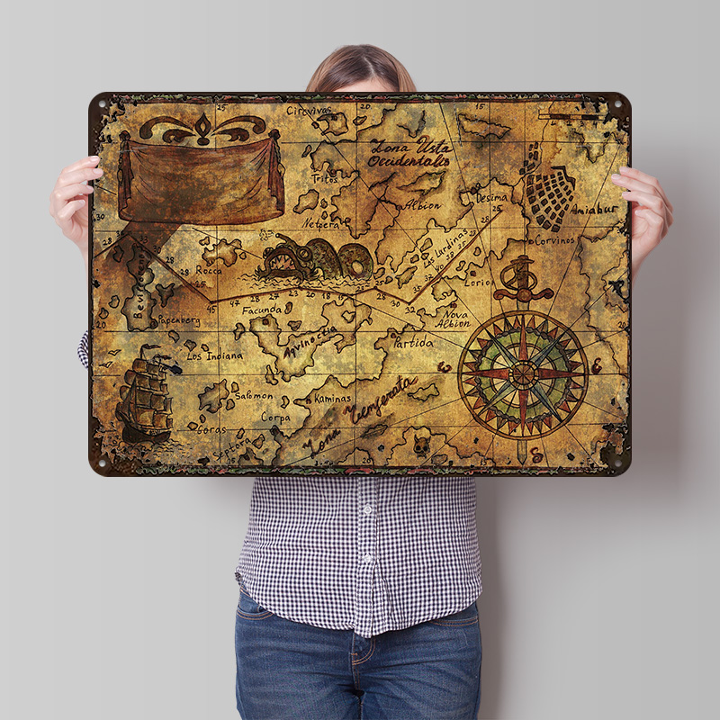 Custom Map Poster - Винтажная карта мира: печатный постер, настенное