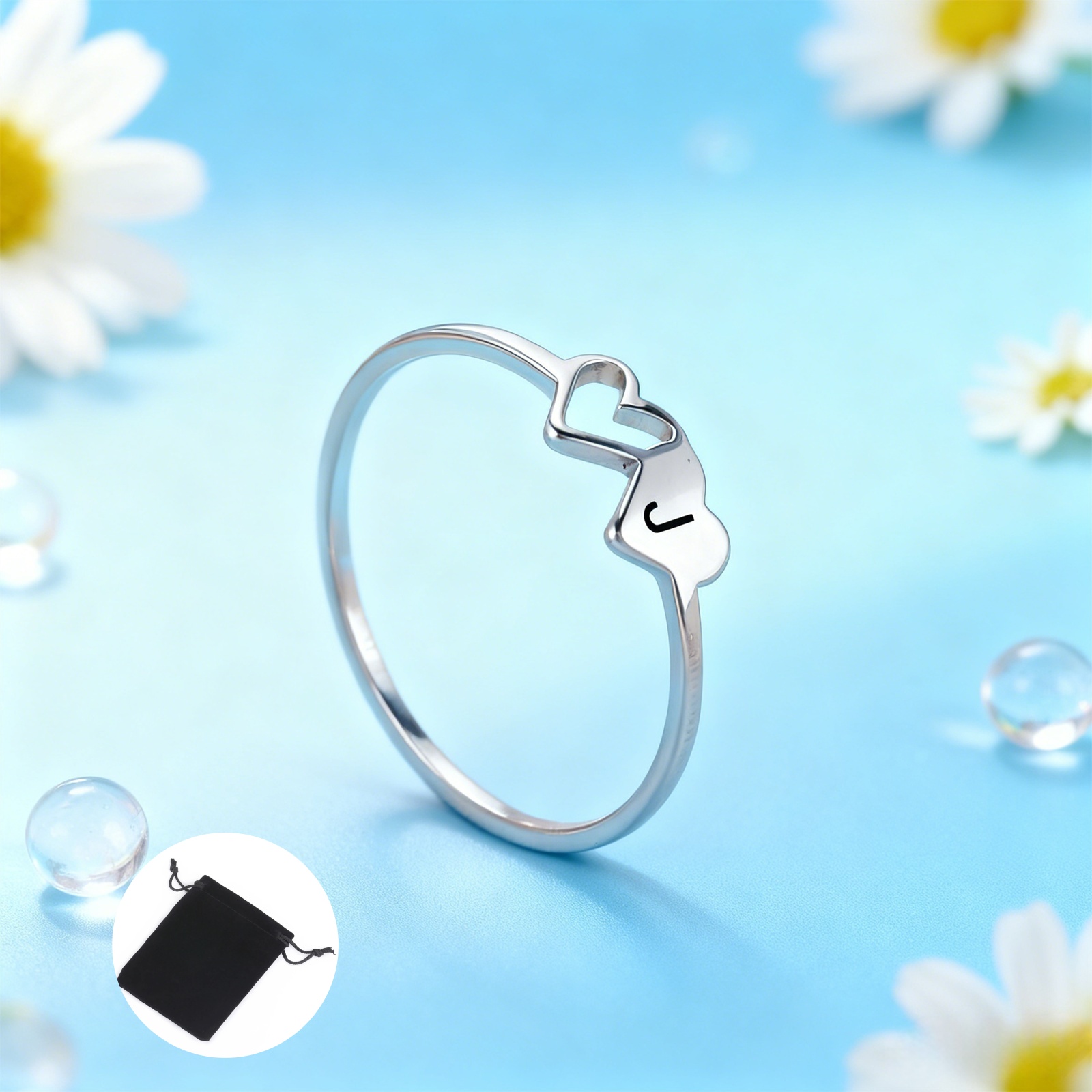 Кольцо с двойным сердцем по ин – обзор и цена Initial Ring Custom