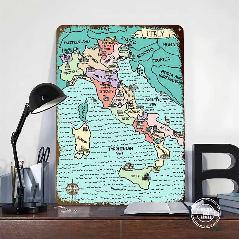 Красочная карта Италии с 3D-те – обзор и цена Custom Map Poster